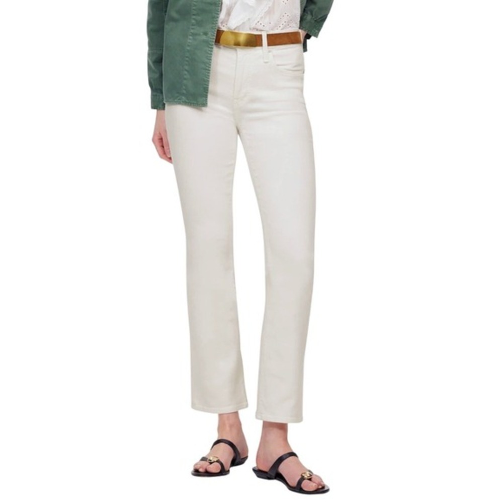 Madewell Women's Size 32 Mid-Rise Kick Out Jeans White Flare Denim‎ Summer Chic